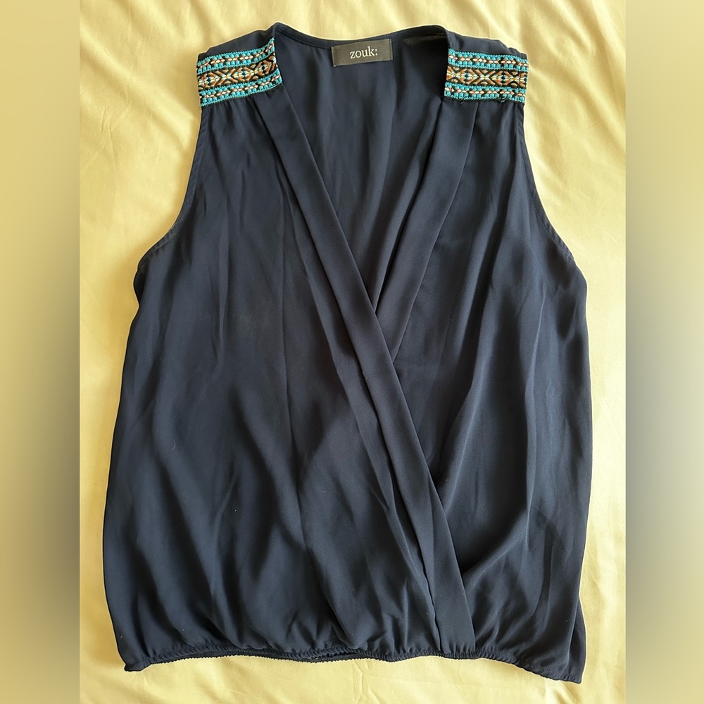 ZOUK: Navy Blue Blouse - Size Large - excellent condition
